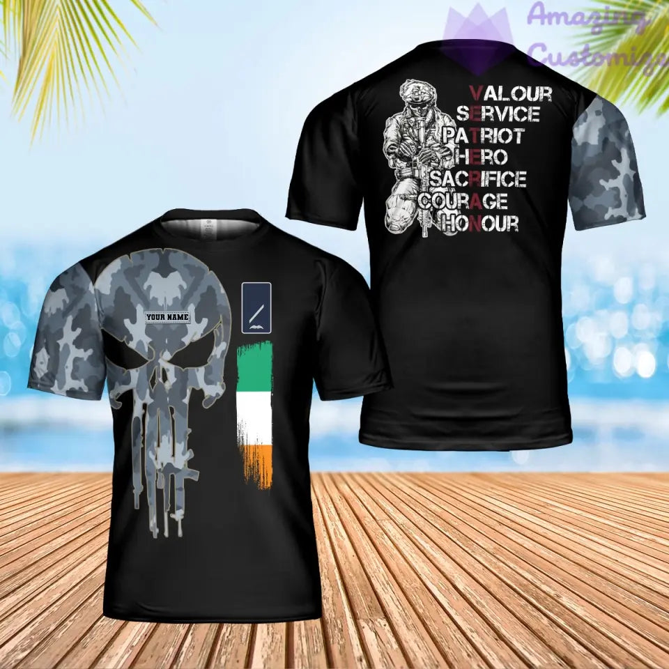 Personalized Ireland Solider/ Veteran Camo With Name And Rank T-Shirt 3D Printed - 2806230001