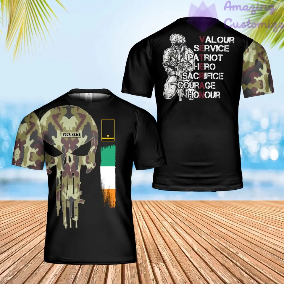 Personalized Ireland Solider/ Veteran Camo With Name And Rank T-Shirt 3D Printed - 2806230001