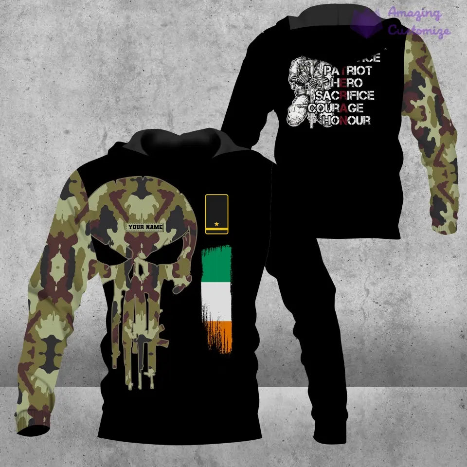 Personalized Ireland Soldier/ Veteran Camo With Name And Rank Hoodie - 2806230001
