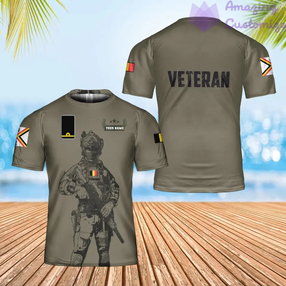 Personalized Belgium Solider/ Veteran Camo With Name And Rank T-Shirt 3D Printed - 1306230002