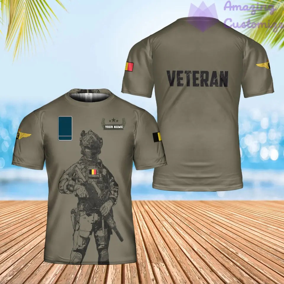 Personalized Belgium Solider/ Veteran Camo With Name And Rank T-Shirt 3D Printed - 0102240002