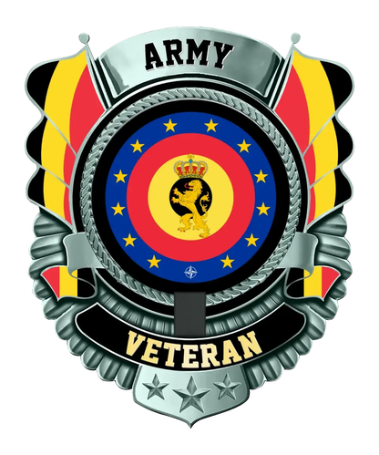 Personalized Rank Belgium Soldier/Veterans Camo Cut Metal Sign - 16877376