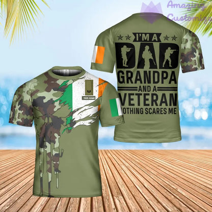 Personalized Ireland Soldier/ Veteran Camo With Name And Rank T-Shirt 3D Printed - 0302240002