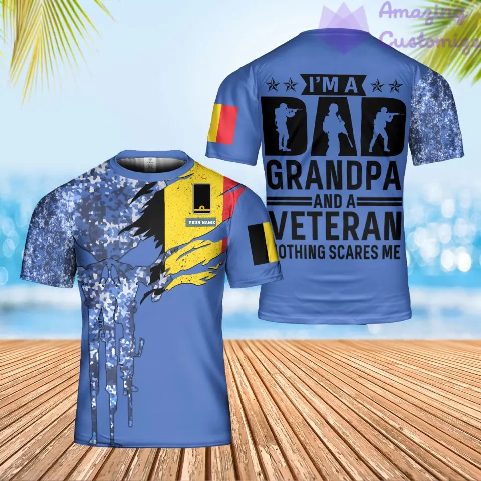 Personalized Belgium Soldier/ Veteran Camo With Name And Rank T-Shirt 3D Printed - 17069184