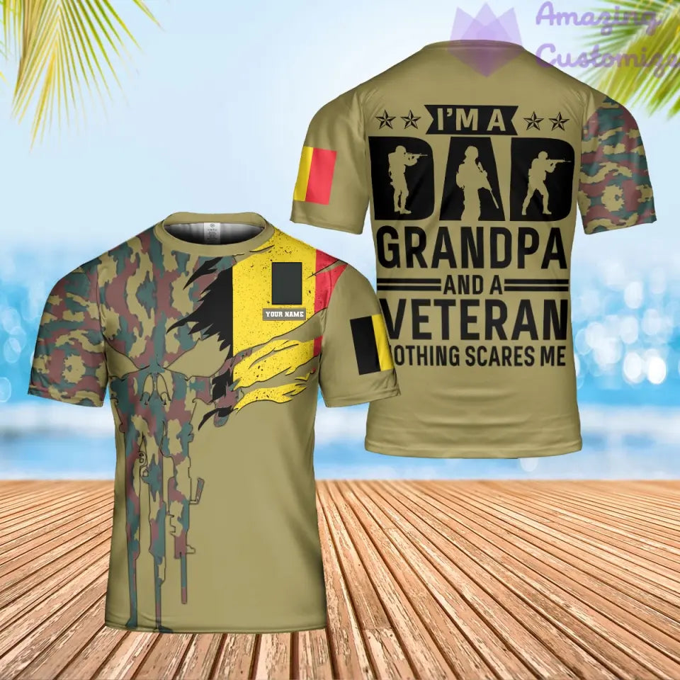 Personalized Belgium Soldier/ Veteran Camo With Name And Rank T-Shirt 3D Printed - 17069184