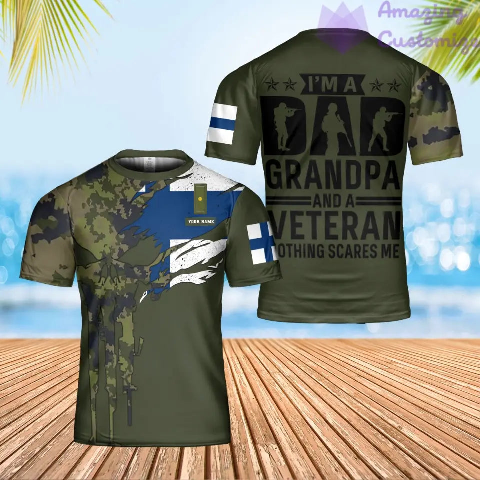 Personalized Finland Soldier/ Veteran Camo With Name And Rank T-Shirt 3D Printed - 0202240001