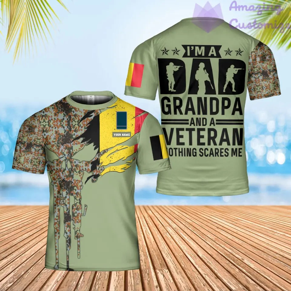 Personalized Belgium Soldier/ Veteran Camo With Name And Rank T-Shirt 3D Printed - 17069184