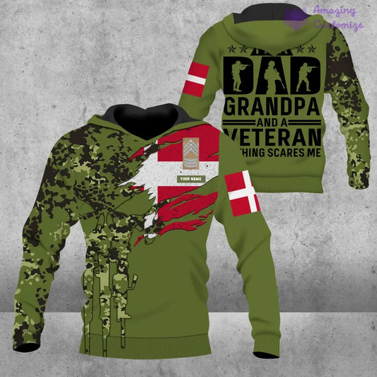 Personalized Denmark Soldier/ Veteran Camo With Name And Rank Hoodie - 0607230001