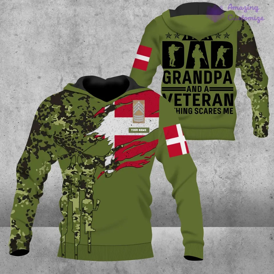 Personalized Denmark Soldier/ Veteran Camo With Name And Rank Hoodie - 0607230001