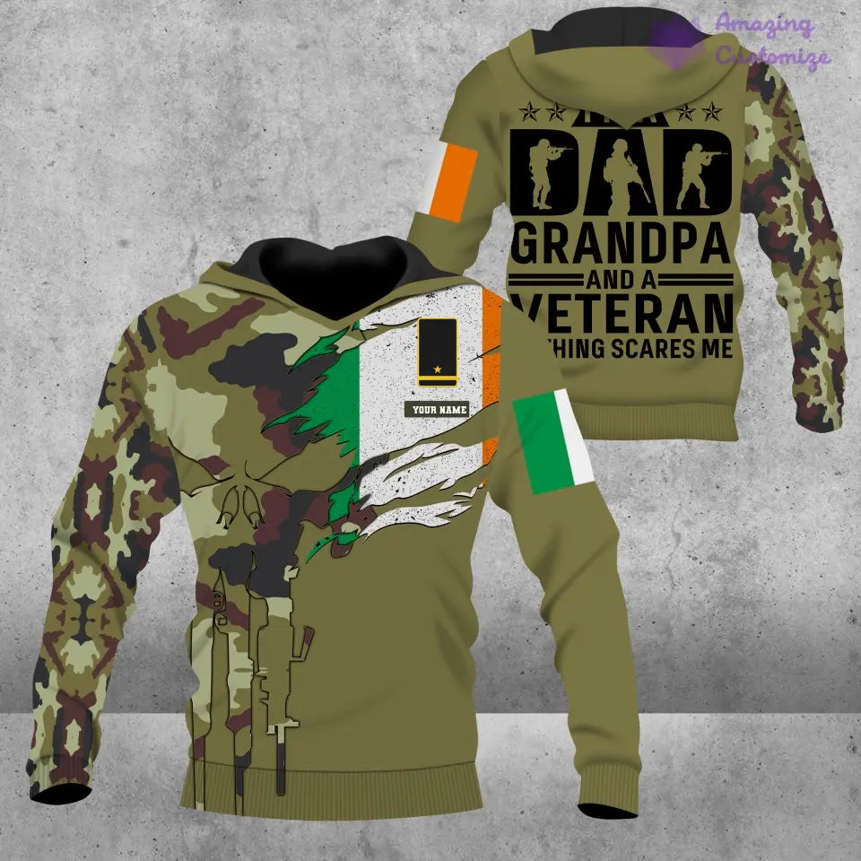 Personalized Ireland Soldier/ Veteran Camo With Name And Rank Hoodie - 0607230001