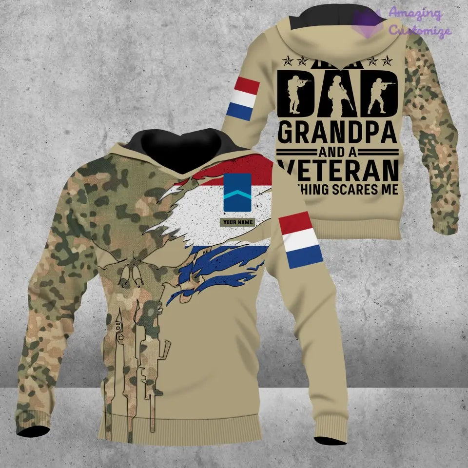 Personalized Netherlands Soldier/ Veteran Camo With Name And Rank Hoodie - 0607230001