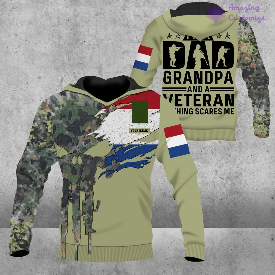 Personalized Netherlands Soldier/ Veteran Camo With Name And Rank Hoodie - 0607230001