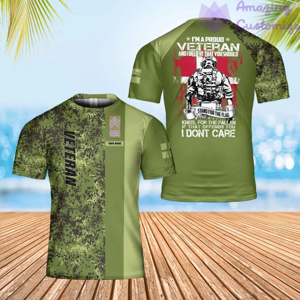 Personalized Denmark Soldier/ Veteran Camo With Name And Rank T-shirt 3D Printed - 17069184