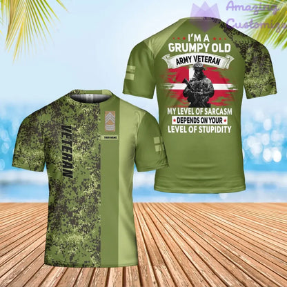 Personalized Denmark Soldier/ Veteran Camo With Name And Rank T-shirt 3D Printed - 1706918401