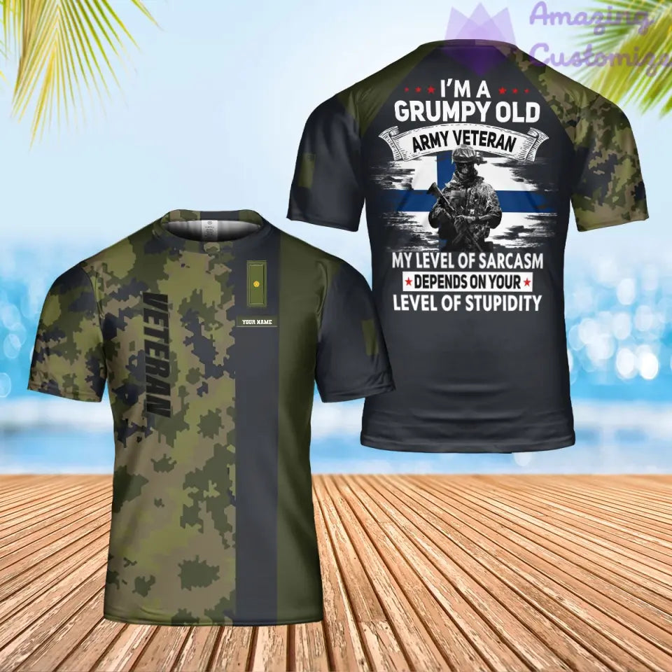 Personalized Finland Soldier/ Veteran Camo With Name And Rank T-Shirt 3D Printed - 0302240002