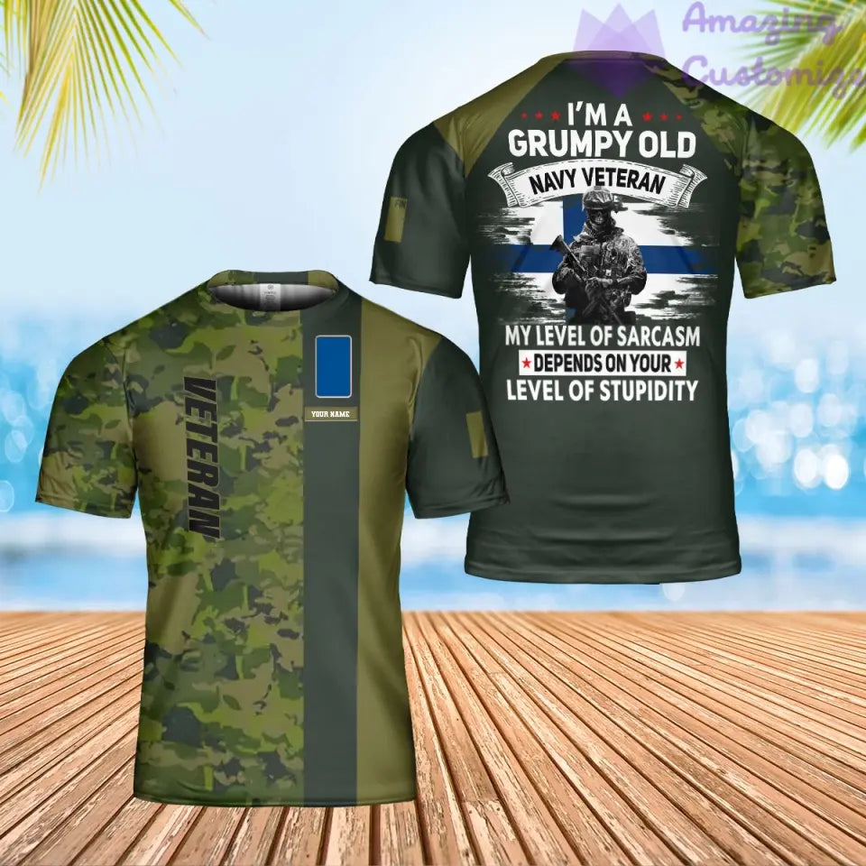Personalized Finland Soldier/ Veteran Camo With Name And Rank T-Shirt 3D Printed - 0302240002
