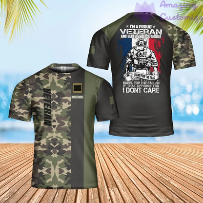 Personalized France Soldier/ Veteran Camo With Name And Rank T-Shirt 3D Printed - 1901240005