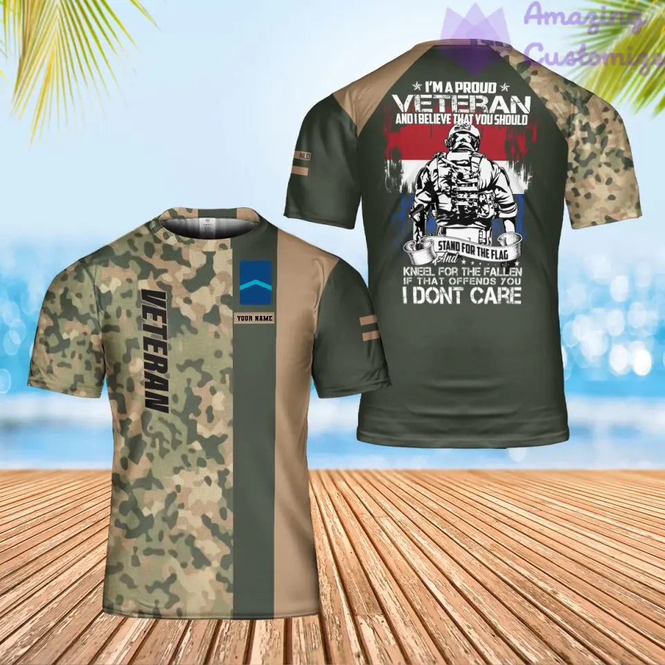 Personalized Netherlands Soldier/ Veteran Camo With Name And Rank T-Shirt 3D Printed - 0302240001