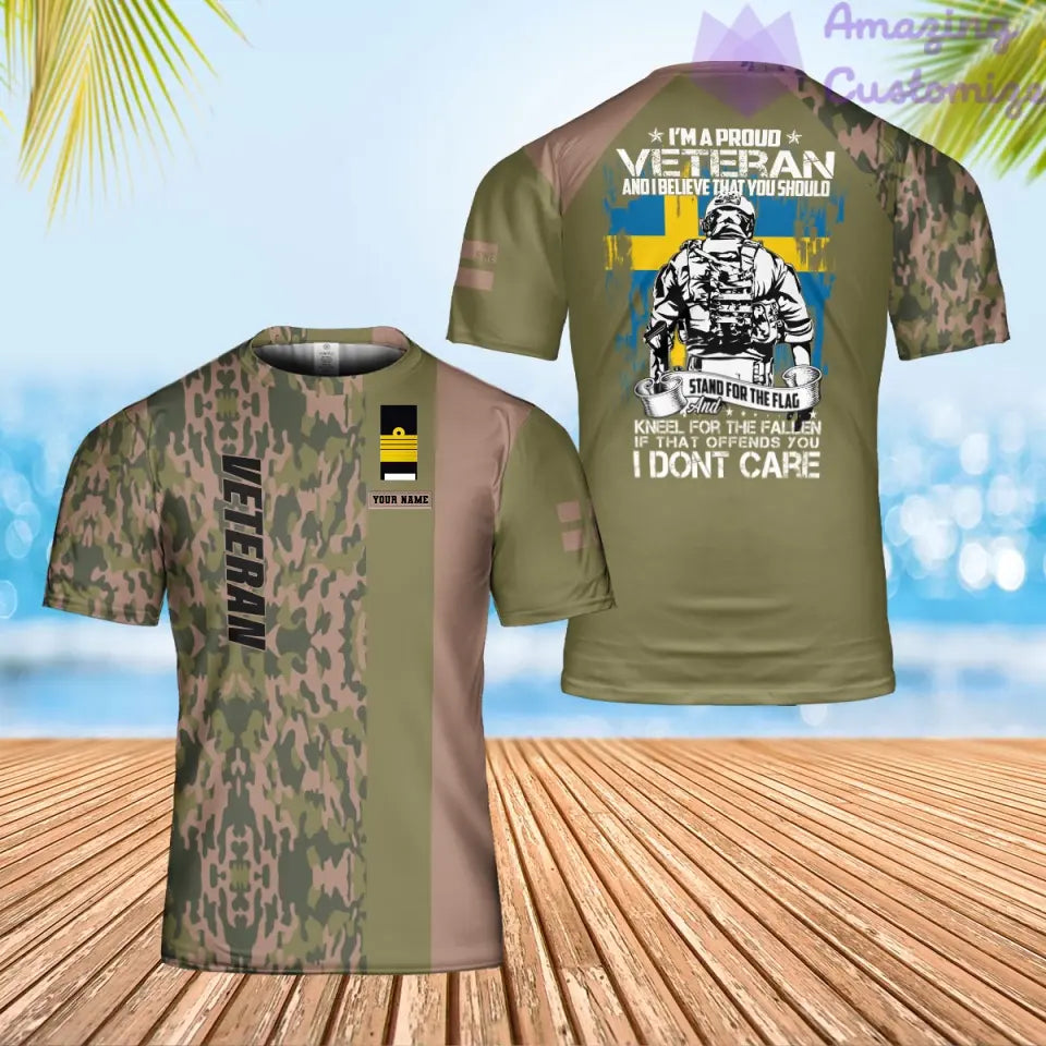 Personalized Sweden Soldier/ Veteran Camo With Name And Rank T-Shirt 3D Printed - 0302240001