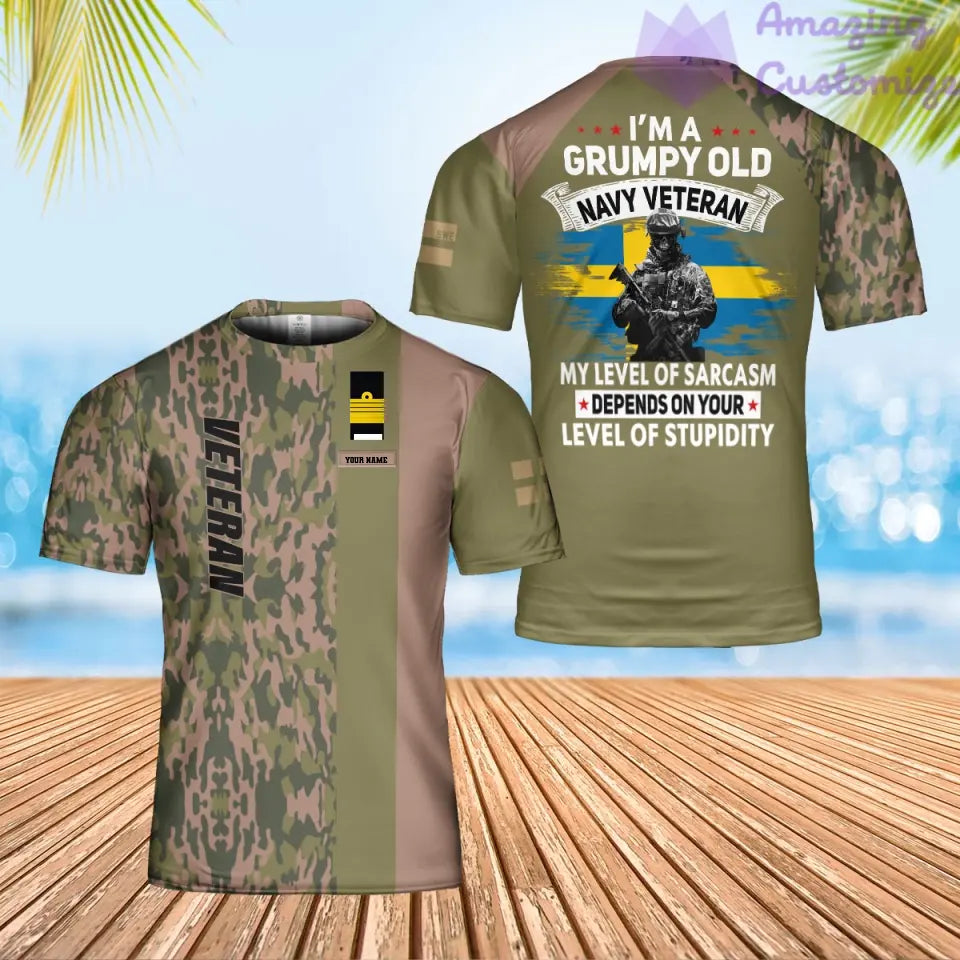 Personalized Sweden Soldier/ Veteran Camo With Name And Rank T-Shirt 3D Printed - 0302240002