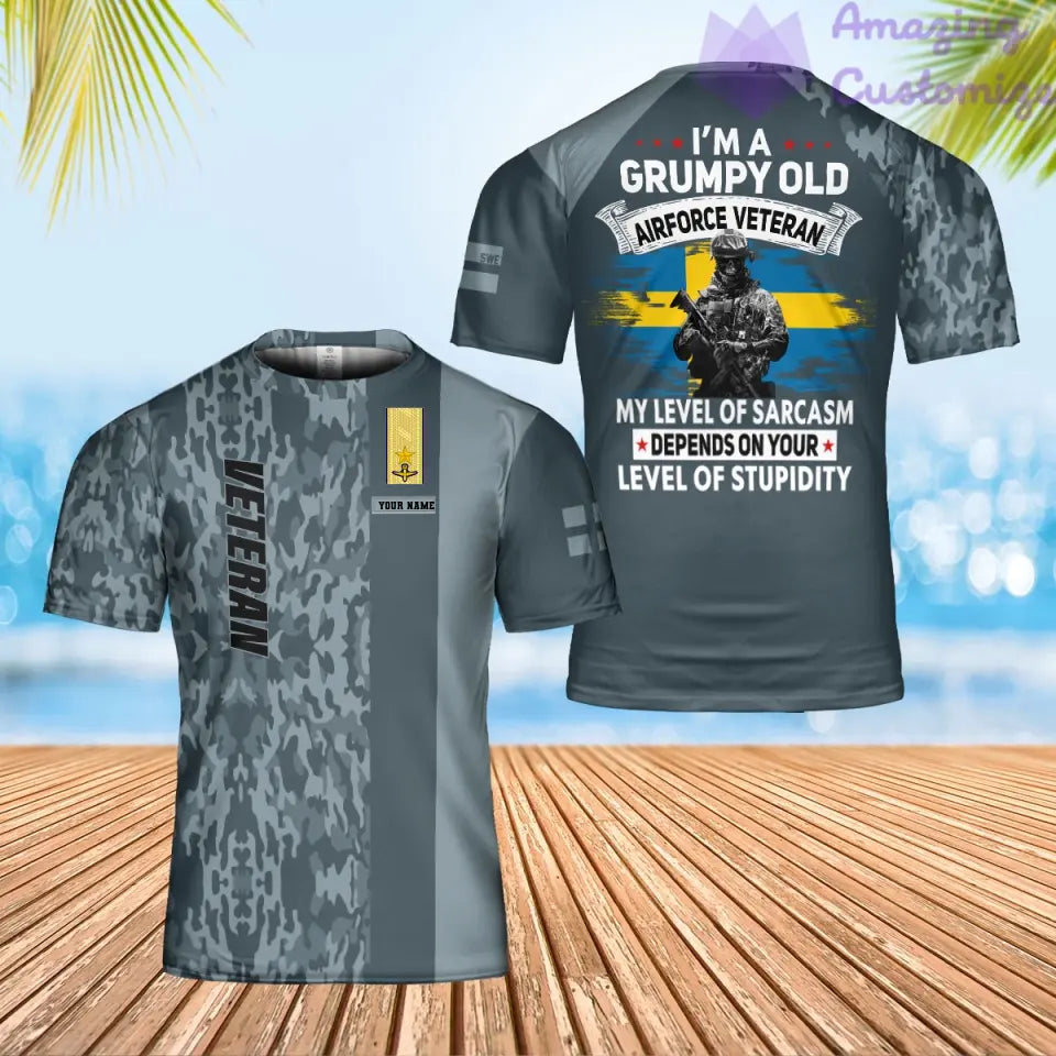Personalized Sweden Soldier/ Veteran Camo With Name And Rank T-Shirt 3D Printed - 0302240002