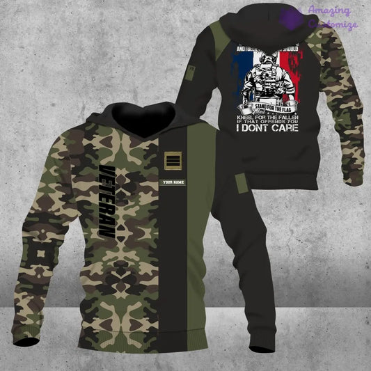 Personalized France Soldier/ Veteran Camo With Name And Rank Hoodie - 1007230001