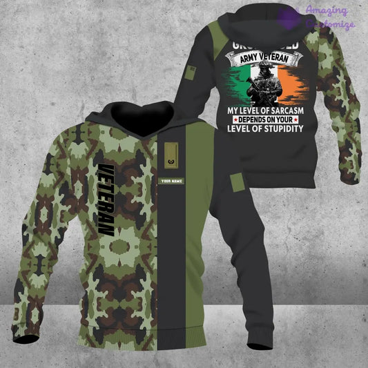 Personalized Ireland Soldier/ Veteran Camo With Name And Rank Hoodie - 1007230002