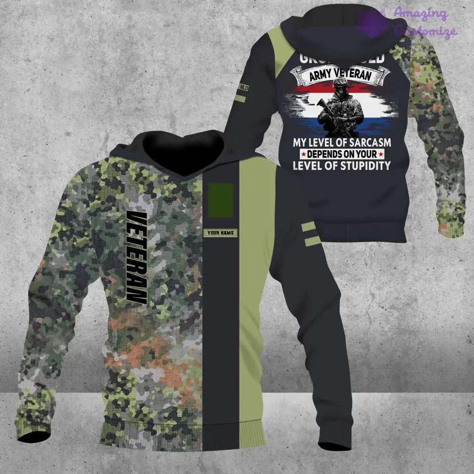 Personalized Netherlands Soldier/ Veteran Camo With Name And Rank Hoodie - 1007230002