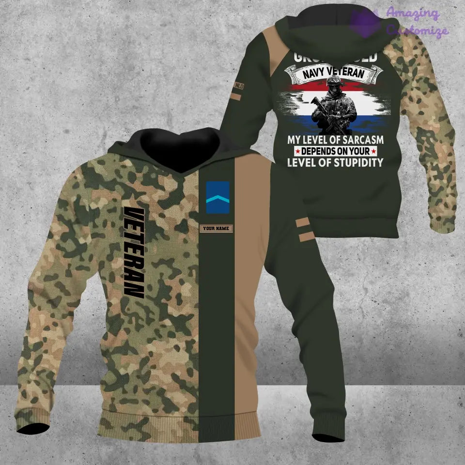 Personalized Netherlands Soldier/ Veteran Camo With Name And Rank Hoodie - 1007230002