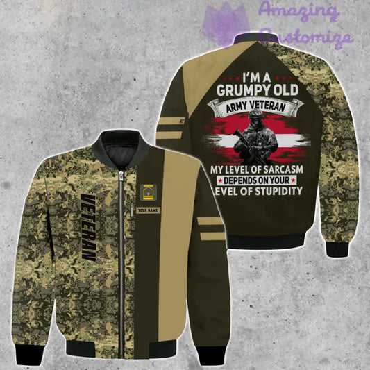 Personalized Austria Soldier/ Veteran Camo With Name And Rank Bomber Jacket 3D Printed - 1007230002