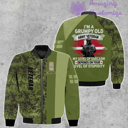Personalized Denmark Soldier/ Veteran Camo With Name And Rank Bomber Jacket 3D Printed - 1007230002