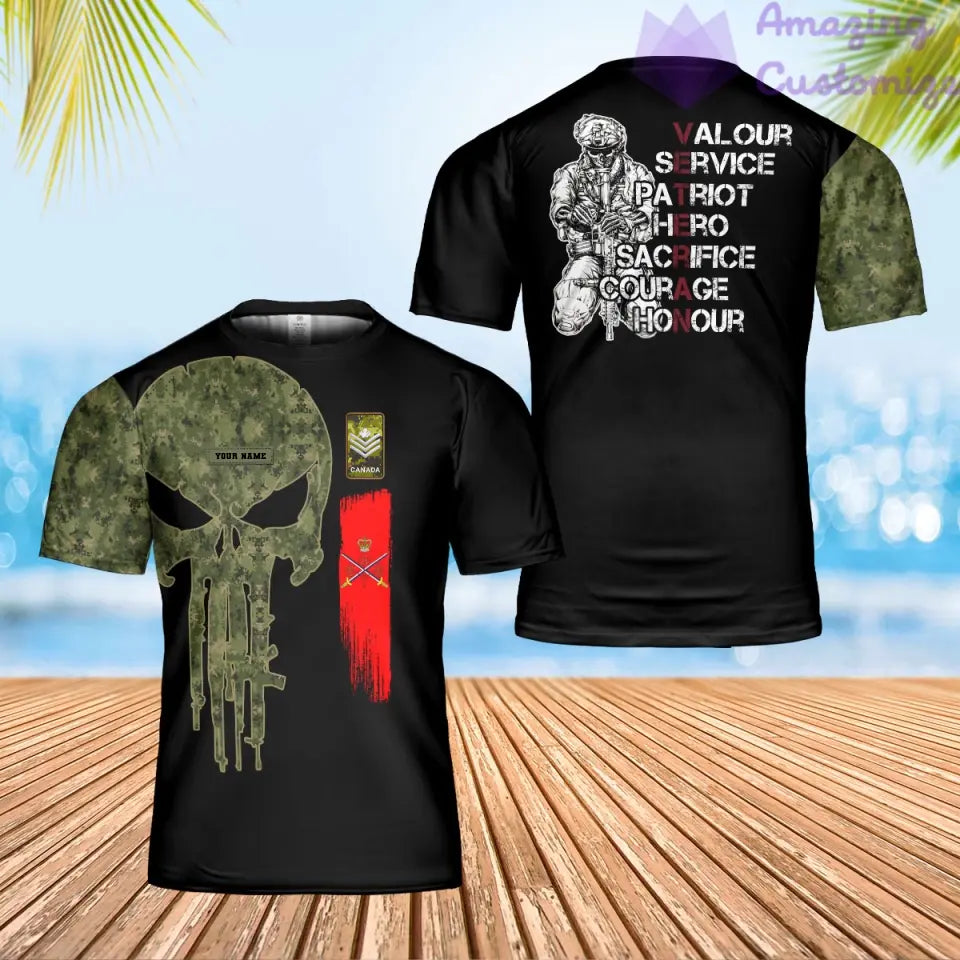 Personalized Canada Soldier/ Veteran Camo With Name And Rank T-Shirt 3D Printed - 0402240003