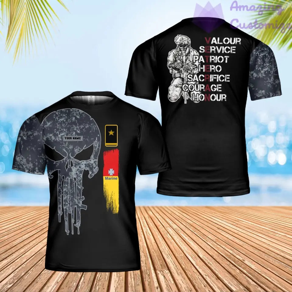 Personalized Germany Soldier/ Veteran Camo With Name And Rank T-Shirt 3D Printed - 17064864