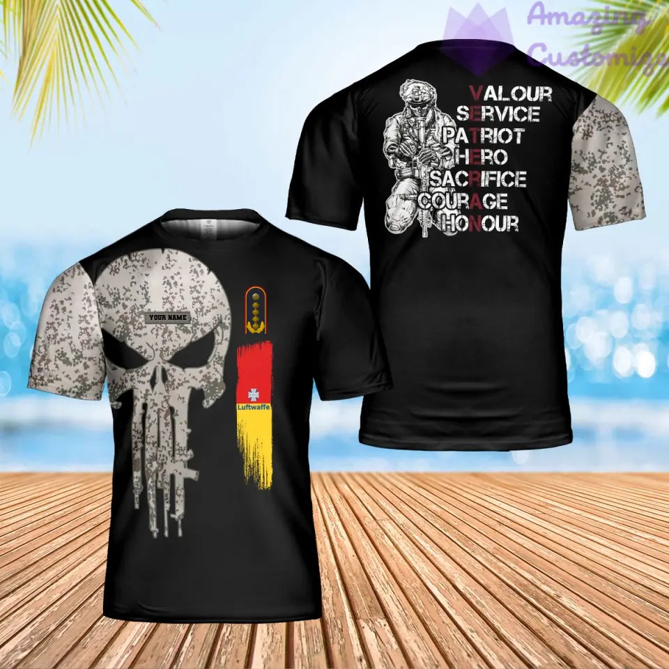 Personalized Germany Soldier/ Veteran Camo With Name And Rank T-Shirt 3D Printed - 17064864