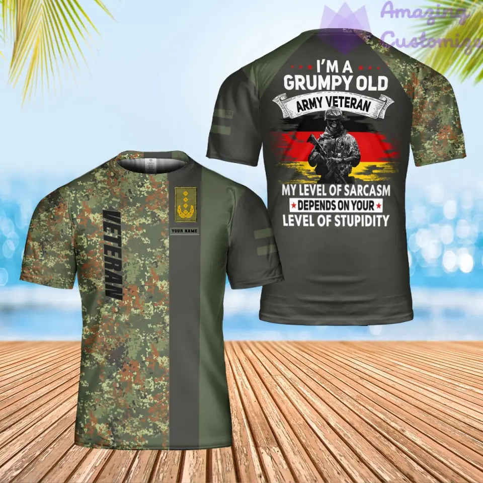 Personalized Germany Soldier/ Veteran Camo With Name And Rank T-Shirt 3D Printed - 1706572802