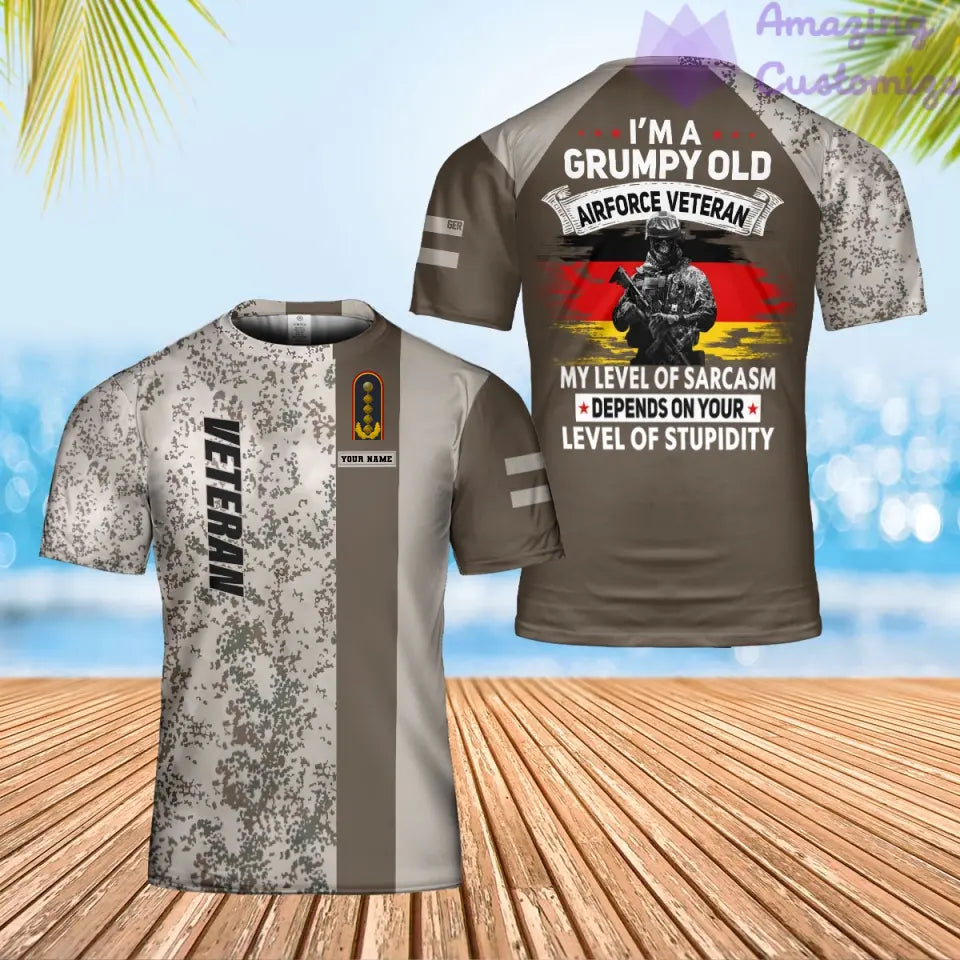 Personalized Germany Soldier/ Veteran Camo With Name And Rank T-Shirt 3D Printed - 1706572802
