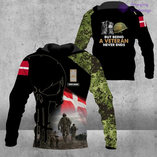 Personalized Denmark Soldier/ Veteran Camo With Name And Rank Hoodie - 1407230001