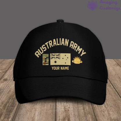 Personalized Rank And Name Australian Soldier/Veterans Camo Baseball Cap Gold Version - 16900704