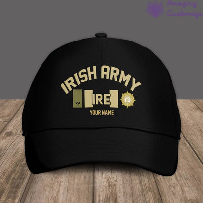 Personalized Rank And Name Ireland Soldier/Veterans Camo Baseball Cap Gold Version - 16892928