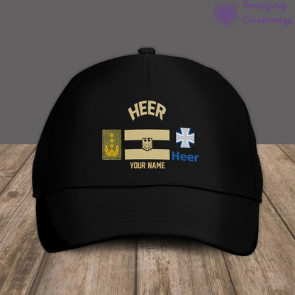 Personalized Rank And Name Germany Soldier/Veterans Camo Baseball Cap Gold Version - 16892928