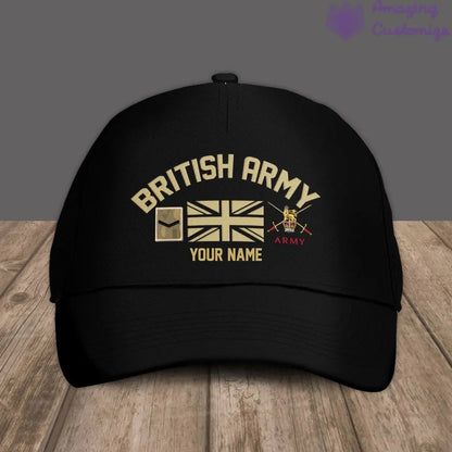 Personalized Rank And Name UK Soldier/Veterans Camo Baseball Cap Gold Version - 1407230001