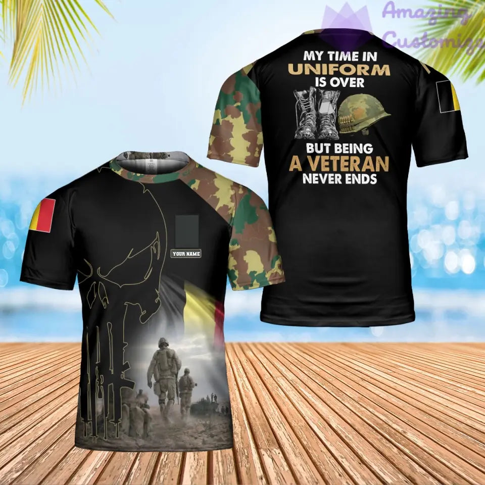 Personalized Belgium Soldier/ Veteran Camo With Name And Rank T-Shirt 3D Printed - 17068320
