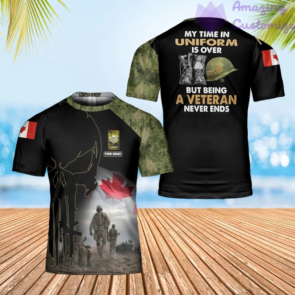 Personalized Canada Soldier/ Veteran Camo With Name And Rank T-Shirt 3D Printed - 0302240005