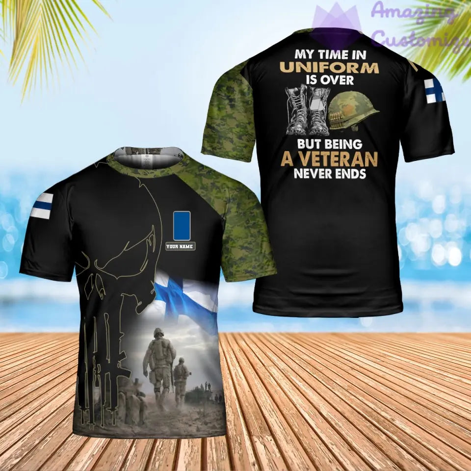 Personalized Finland Soldier/ Veteran Camo With Name And Rank T-Shirt 3D Printed - 0302240001