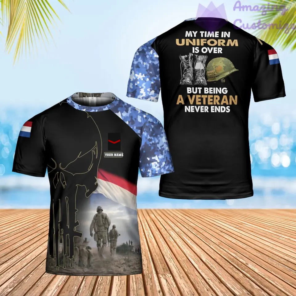 Personalized Netherlands Soldier/ Veteran Camo With Name And Rank T-Shirt 3D Printed - 0302240003