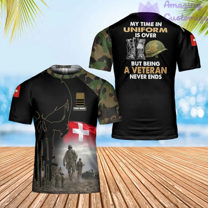 Personalized Swiss Soldier/ Veteran Camo With Name And Rank T-shirt 3D Printed - 0202240002