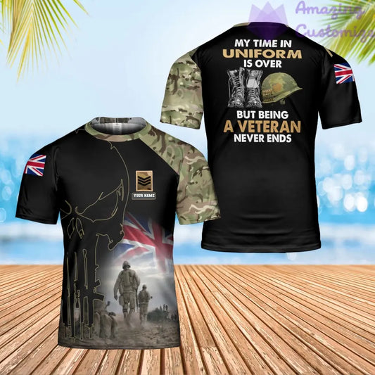 Personalized UK Soldier/ Veteran Camo With Name And Rank T-Shirt 3D Printed - 0102240002