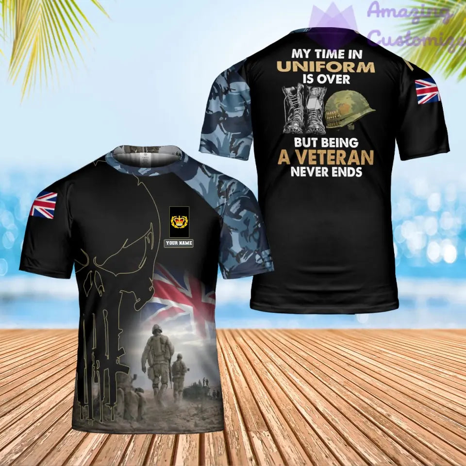 Personalized UK Soldier/ Veteran Camo With Name And Rank T-Shirt 3D Printed - 0102240002