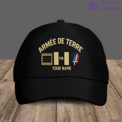 Personalized Rank And Name France Soldier/Veterans Camo Baseball Cap Gold Version - 16901568