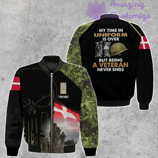 Personalisierte Bomberjacke mit Schweizer Dänemark/Veteranen-Tarnmuster und Namen und Rang, 3D-Druck – 1407230001